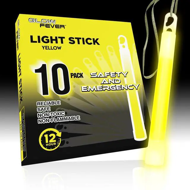 Alt view image 3 of 7 - Emergency Safety Military Grade Glow Sticks, 10PCS, 6" Ultra Bright Light Sticks with 12 Hours Duration. Great for Hiking, Party, Camping, Blackouts, Hurricane and Survival Kits (Yellow)