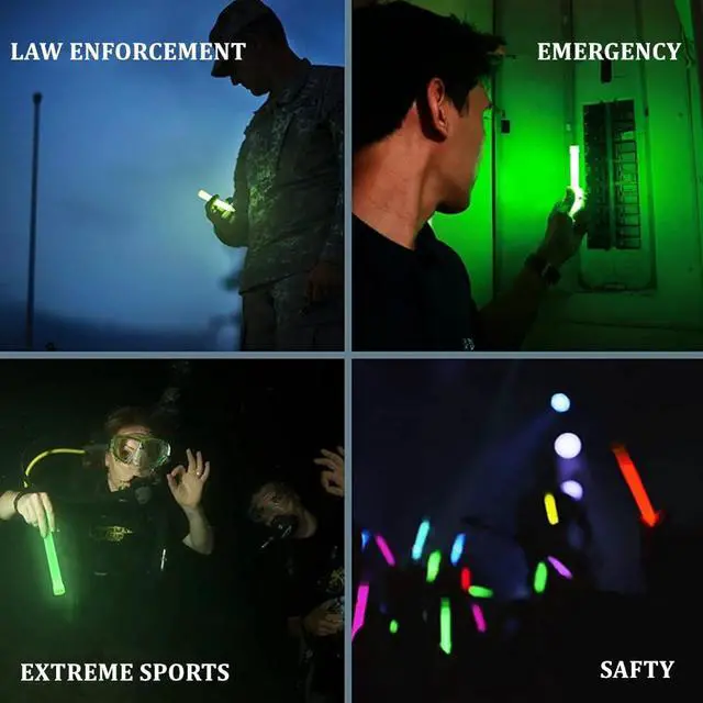 Alt view image 7 of 7 - Emergency Safety Military Grade Glow Sticks, 10pcs, 6'' Ultra Bright Glow Sticks with 12 Hours Duration. Great for Hiking, Party, Camping, Blackouts, Hurricane and Survival Kits (Green)