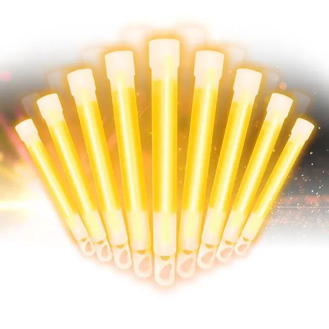 Main image of Super Bright Emergency Safety Military Grade Glow Sticks with 30 Minutes Duration. Great for Concerts Live Events, Camping, Dancing, Weddings and Summer Vacation (Orange, 10PCS)