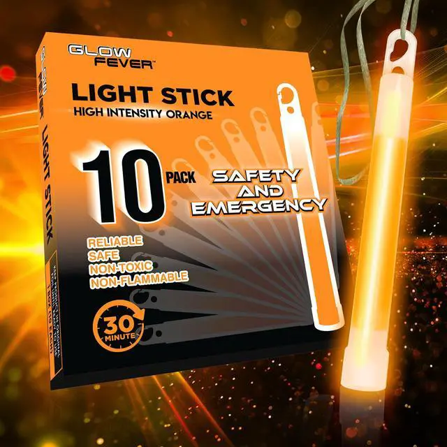 Alt view image 3 of 6 - Super Bright Emergency Safety Military Grade Glow Sticks with 30 Minutes Duration. Great for Concerts Live Events, Camping, Dancing, Weddings and Summer Vacation (Orange, 10PCS)