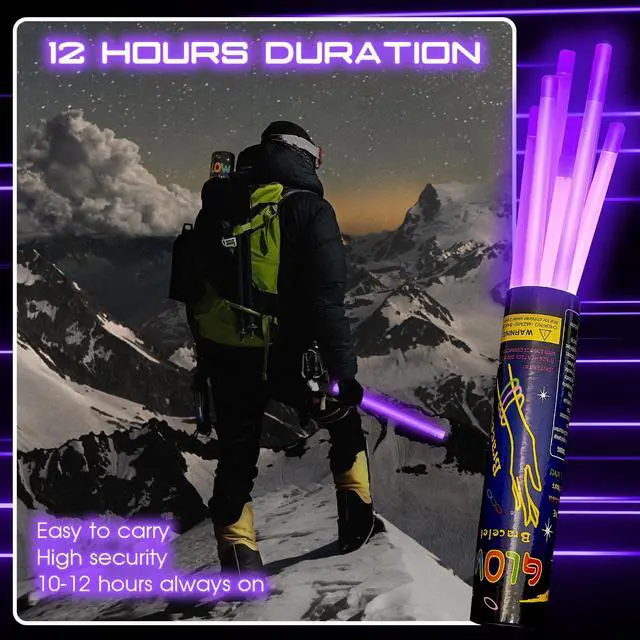 Alt view image 4 of 7 - 5 Pcs 14 Inch Glow Sticks Jumbo, Purple | Gaint Big Glow Sticks for Camping, Parties, Halloween, Emergency, New Year Celebrations, Safe for Outdoor Events