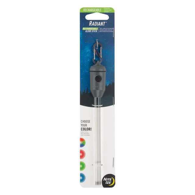 Main image of Radiant Rechargeable LED Glow Stick - Disc-O Select - Color Changing Light for Nighttime Visibility & Outdoor Use - Chemical-Free, Waterproof & Rechargeable Glow Stick - Includes S-Biner
