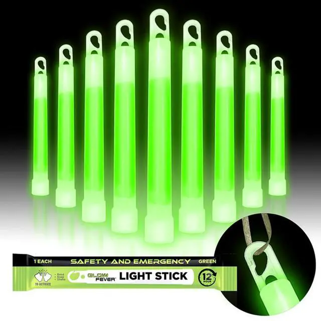 Main image of Emergency Safety Military Grade Glow Sticks, 10pcs, 6'' Ultra Bright Glow Sticks with 12 Hours Duration. Great for Hiking, Party, Camping, Blackouts, Hurricane and Survival Kits (Green)