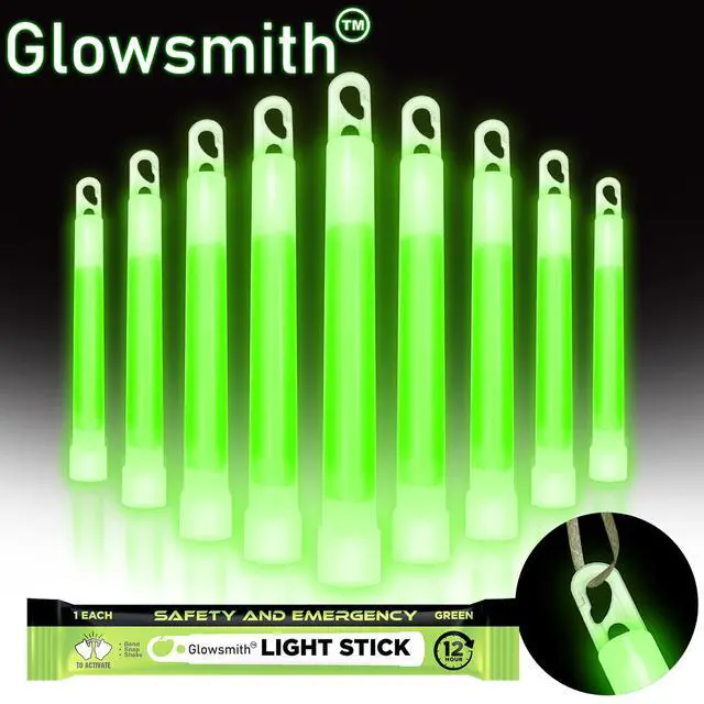 Alt view image 2 of 7 - Emergency Safety Military Grade Glow Sticks, 10pcs, 6'' Ultra Bright Glow Sticks with 12 Hours Duration. Great for Hiking, Party, Camping, Blackouts, Hurricane and Survival Kits (Green)