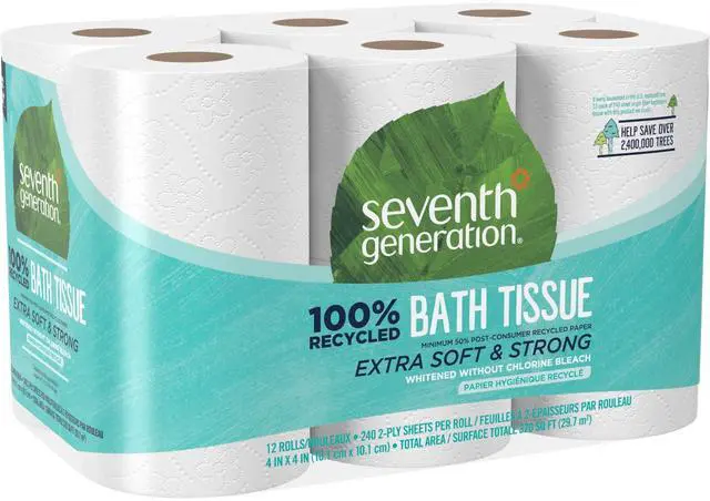 Main image of Toilet Paper Recycled Bath Tissue 100% Recycled Paper 2-ply without Chlorine Bleach 12 Rolls