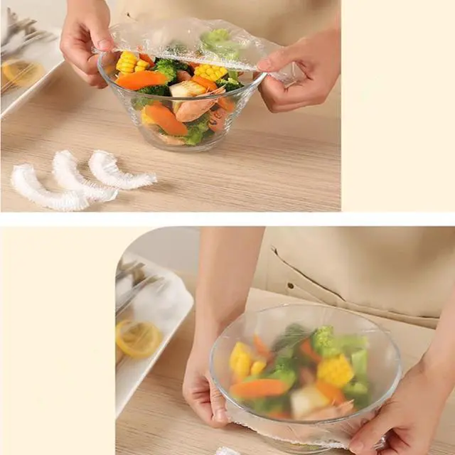 Alt view image 3 of 5 - Disposable Elastic Food Cover Plastic Wrap Caps Food Grade | Fresh Food Saver, Fits Bowls & Plates, Dust Protection, Stretch Fit Design, Multi-Use Covers