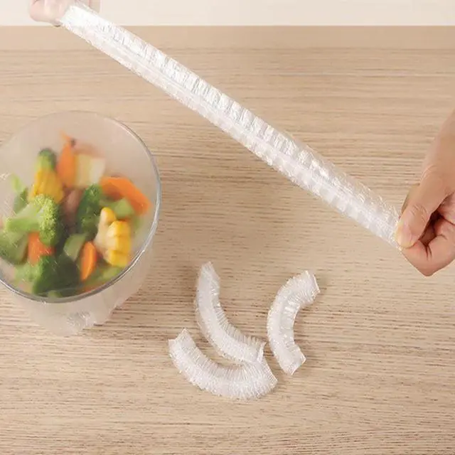 Alt view image 4 of 5 - Disposable Elastic Food Cover Plastic Wrap Caps Food Grade | Fresh Food Saver, Fits Bowls & Plates, Dust Protection, Stretch Fit Design, Multi-Use Covers