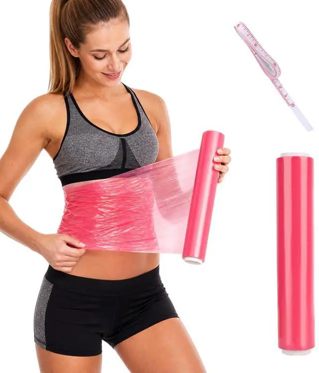 Main image of 1 Rolls 60 Meters Pink Osmotic Plastic Body Wrap, Workout Sweat Enhancer Belly Stomach Wrap Thermal Burning, Body Workout Film Applicator Power Waist for Women