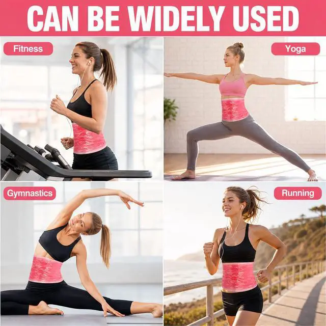 Alt view image 6 of 7 - 1 Rolls 60 Meters Pink Osmotic Plastic Body Wrap, Workout Sweat Enhancer Belly Stomach Wrap Thermal Burning, Body Workout Film Applicator Power Waist for Women