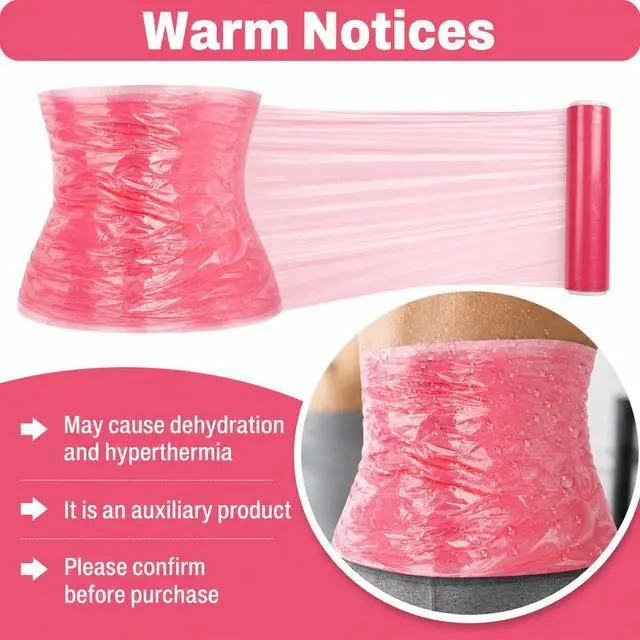 Alt view image 4 of 7 - 1 Rolls 60 Meters Pink Osmotic Plastic Body Wrap, Workout Sweat Enhancer Belly Stomach Wrap Thermal Burning, Body Workout Film Applicator Power Waist for Women