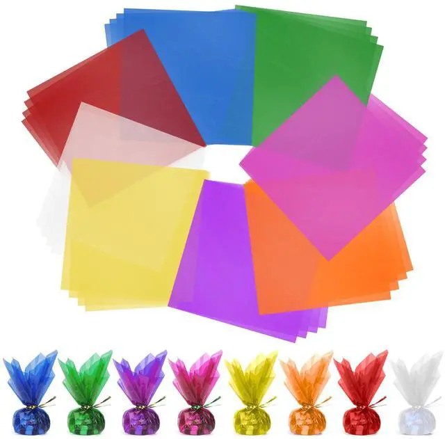 Main image of Cellophane Wrap, 120pcs Cellophane Sheets, 8 Multi-Colors Colored Cellophane, 7.5x7.5 Inch Transparent Colored Plastic Wrap, Colored Cellophane Wrap for Christmas Valentine DIY Arts Crafts Decorations