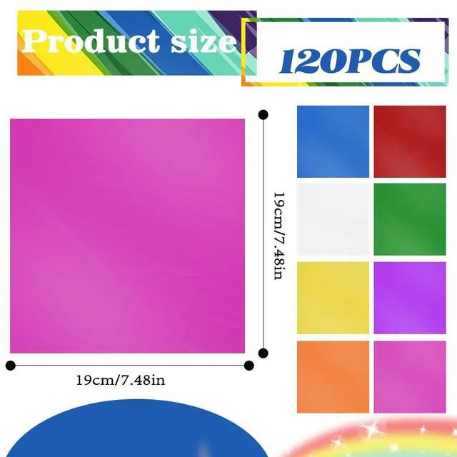 Alt view image 2 of 7 - Cellophane Wrap, 120pcs Cellophane Sheets, 8 Multi-Colors Colored Cellophane, 7.5x7.5 Inch Transparent Colored Plastic Wrap, Colored Cellophane Wrap for Christmas Valentine DIY Arts Crafts Decorations
