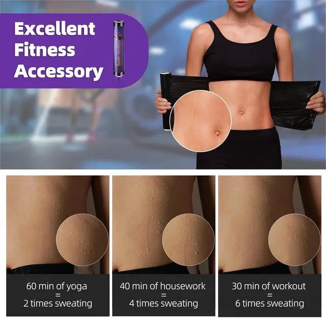 Alt view image 4 of 6 - 60 Meters Black Osmotic Plastic Body Wrap,Workout & Sweat Enhancer Stomach Film Body Applicator Power Wrap,DIY Sauna Wrap(1 Rolls)