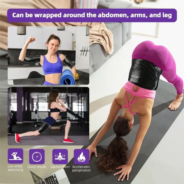 Alt view image 5 of 6 - 60 Meters Black Osmotic Plastic Body Wrap,Workout & Sweat Enhancer Stomach Film Body Applicator Power Wrap,DIY Sauna Wrap(1 Rolls)