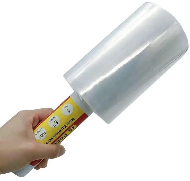 Main image of Stretch Wrap Clear Plastic Wrap Roll 6 inch X 1000Ft 80 Guage Industrial Mini Stretch Wrap Film with Handle for Moving,Shipping,Packing Fuiniture Adhering Shrink Film