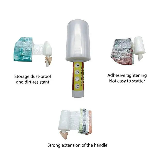 Alt view image 5 of 7 - Stretch Wrap Clear Plastic Wrap Roll 6 inch X 1000Ft 80 Guage Industrial Mini Stretch Wrap Film with Handle for Moving,Shipping,Packing Fuiniture Adhering Shrink Film