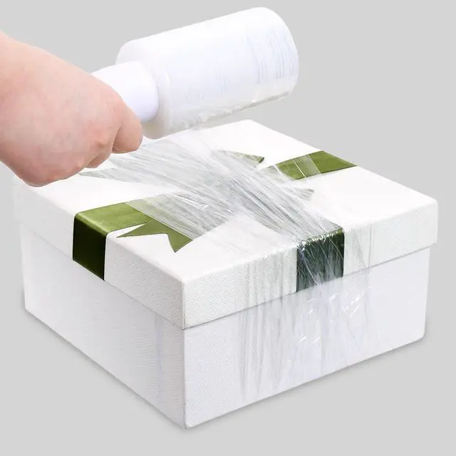 Alt view image 4 of 6 - Stretch Wrap Film Moving Wrapping Plastic Roll Shrink Wrap Roll with Handle | 4 Inch × 1000Ft self-adhering clear film, tear-resistant plastic wrap, for securing furniture
