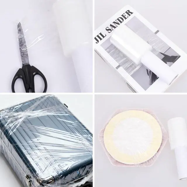 Alt view image 5 of 6 - Stretch Wrap Film Moving Wrapping Plastic Roll Shrink Wrap Roll with Handle | 4 Inch × 1000Ft self-adhering clear film, tear-resistant plastic wrap, for securing furniture