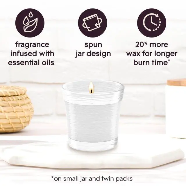 Alt view image 5 of 7 - 1-Wick Scented Candle Jar, Clean Linen, Air Freshener Infused with Essential Oils, 4.08 Oz, 2 Count