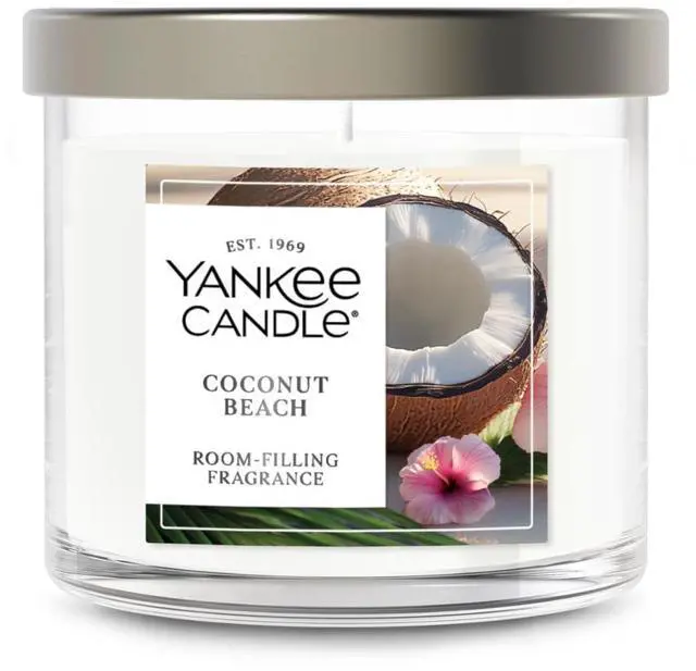 Main image of Small Tumbler Scented Candle, Coconut Beach, 4.3 oz, Premium Plant Wax Blend, Up to 40 Hour Burn Time