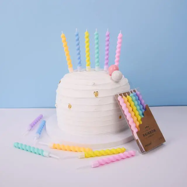 Alt view image 3 of 7 - 24-Count Rainbow Spiral Birthday Candles with Holders, Party Candles, Cake Candles