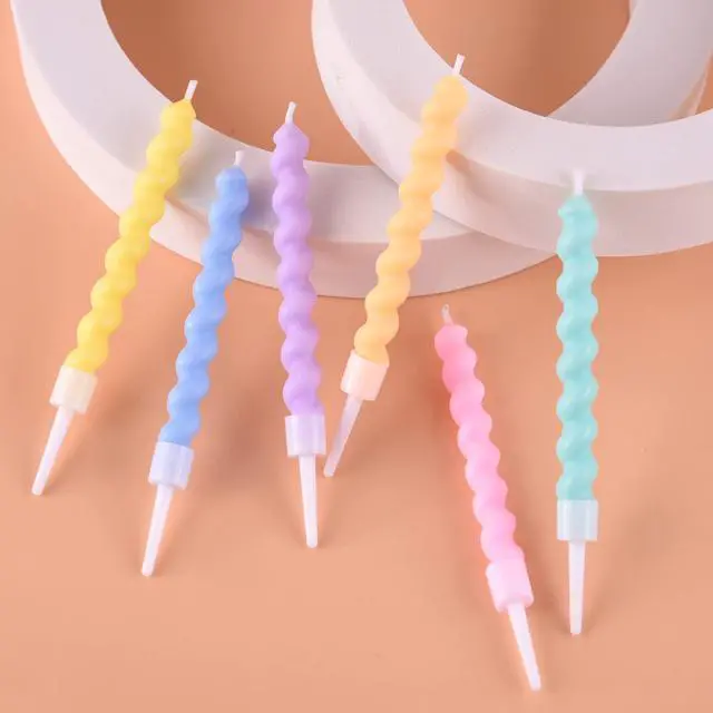Alt view image 5 of 7 - 24-Count Rainbow Spiral Birthday Candles with Holders, Party Candles, Cake Candles
