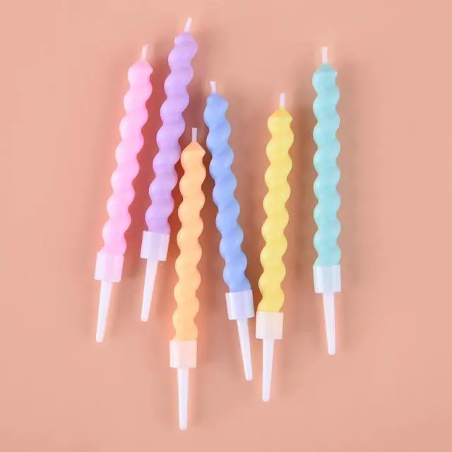 Alt view image 6 of 7 - 24-Count Rainbow Spiral Birthday Candles with Holders, Party Candles, Cake Candles