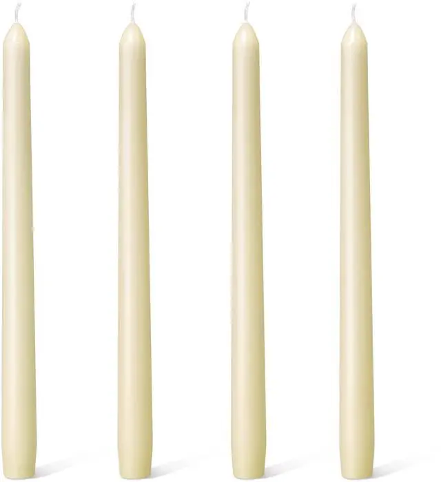 Main image of Ivory Taper Candles - 4 Pack 10 Inch Candlesticks - Dripless & Smokeless Tapered Candle 8 Hours Unscented Cream Candle Sticks - Perfect for Wedding Holiday Dinner Party Home Decor
