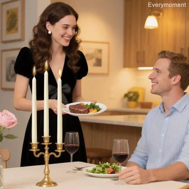 Alt view image 5 of 6 - Ivory Taper Candles - 4 Pack 10 Inch Candlesticks - Dripless & Smokeless Tapered Candle 8 Hours Unscented Cream Candle Sticks - Perfect for Wedding Holiday Dinner Party Home Decor