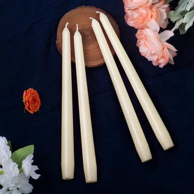 Alt view image 3 of 6 - Ivory Taper Candles - 4 Pack 10 Inch Candlesticks - Dripless & Smokeless Tapered Candle 8 Hours Unscented Cream Candle Sticks - Perfect for Wedding Holiday Dinner Party Home Decor