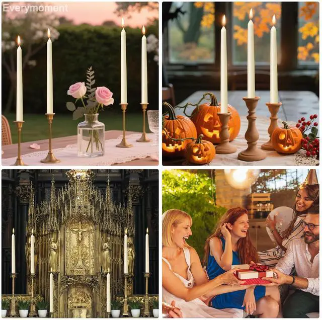Alt view image 6 of 6 - Ivory Taper Candles - 4 Pack 10 Inch Candlesticks - Dripless & Smokeless Tapered Candle 8 Hours Unscented Cream Candle Sticks - Perfect for Wedding Holiday Dinner Party Home Decor