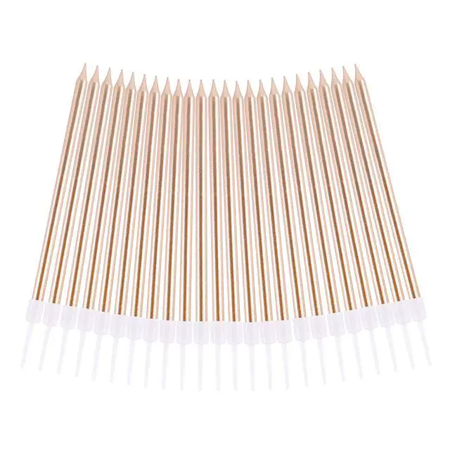 Alt view image 4 of 7 - Champagne Gold Long Thin Metallic Birthday Candles, Cake Candles, Birthday Parties, Wedding Decorations, Party Candles