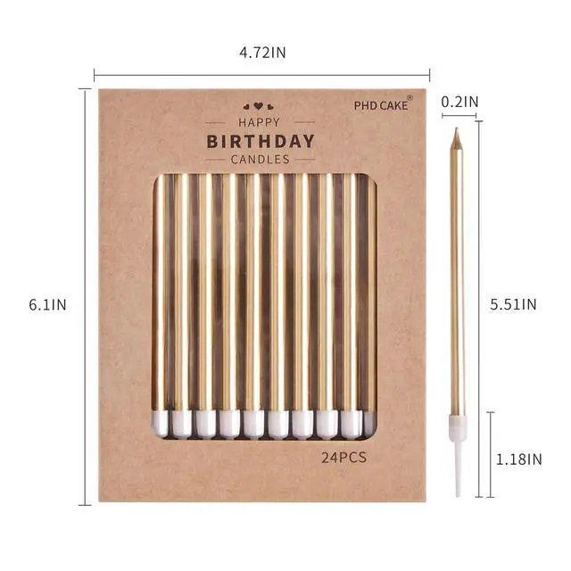 Alt view image 5 of 7 - Champagne Gold Long Thin Metallic Birthday Candles, Cake Candles, Birthday Parties, Wedding Decorations, Party Candles