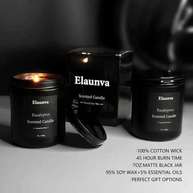 Alt view image 3 of 7 - Eucalyptus Scented Candle 7oz, Natural Soy Wax | Aromatherapy, Spring Fresh Home Scent, Stress Relief, Spring Easter Home Decor Gift