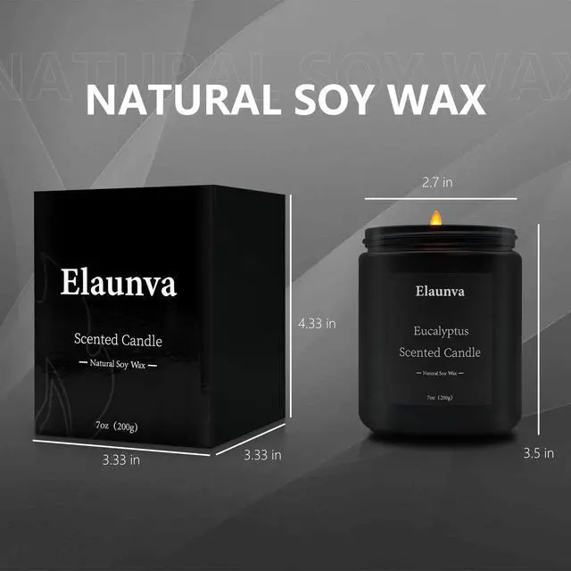 Alt view image 5 of 7 - Eucalyptus Scented Candle 7oz, Natural Soy Wax | Aromatherapy, Spring Fresh Home Scent, Stress Relief, Spring Easter Home Decor Gift