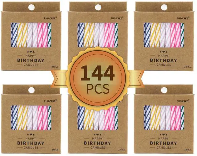 Main image of 144-Count Multicolored Spiral Birthday Candle, Birthday Candles for Cake, Cupcake Candles, Party Celebration