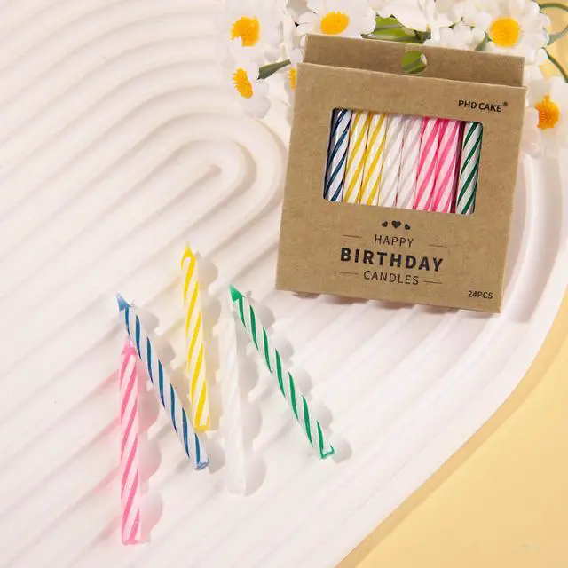 Alt view image 3 of 6 - 144-Count Multicolored Spiral Birthday Candle, Birthday Candles for Cake, Cupcake Candles, Party Celebration