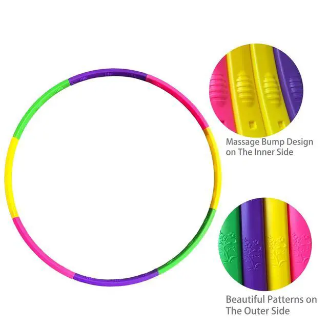 Alt view image 3 of 7 - Kids Exercise Hoop, Adjustable Weighted Hoops for Ages 4-15 & Adults Beginners, Detachable 8-Section Fitness Hoop for Kids with Massage Grip, Colorful Hoops for Party Games & Dog Agility Training