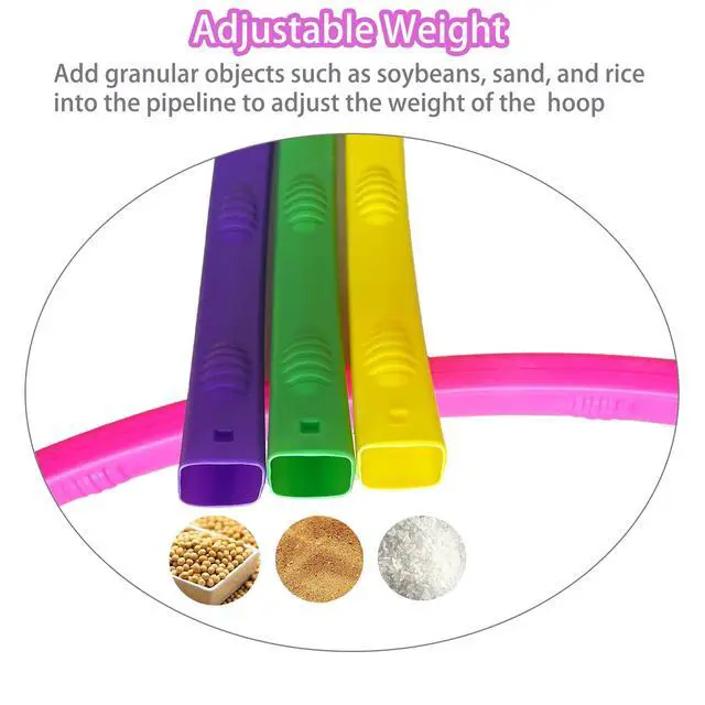Alt view image 5 of 7 - Kids Exercise Hoop, Adjustable Weighted Hoops for Ages 4-15 & Adults Beginners, Detachable 8-Section Fitness Hoop for Kids with Massage Grip, Colorful Hoops for Party Games & Dog Agility Training