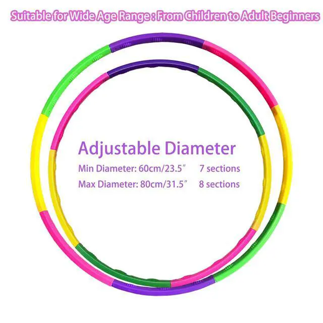 Alt view image 2 of 7 - Kids Exercise Hoop, Adjustable Weighted Hoops for Ages 4-15 & Adults Beginners, Detachable 8-Section Fitness Hoop for Kids with Massage Grip, Colorful Hoops for Party Games & Dog Agility Training