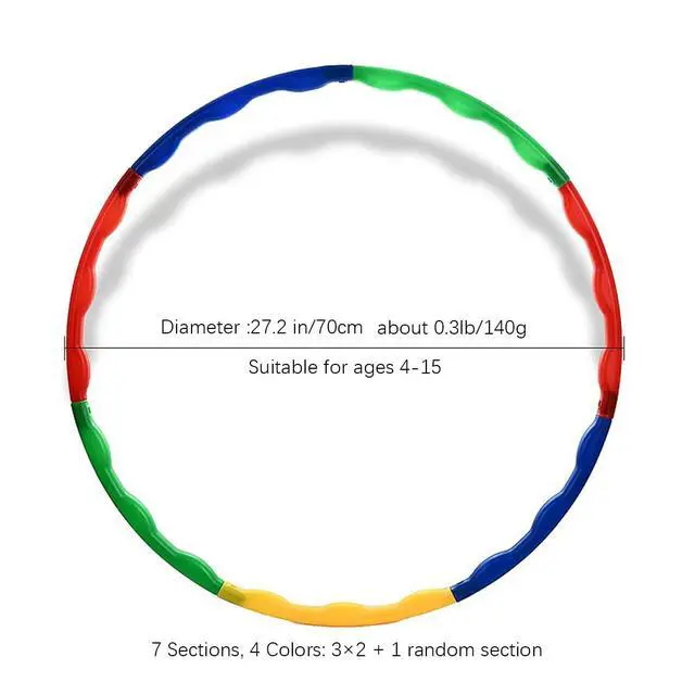 Alt view image 2 of 7 - Kids Exercise Hoop 70cm - 7-Section Detachable & Adjustable - Colorful Lightweight Fitness Toy for Ages 4-15