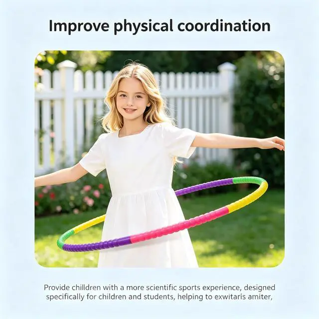 Alt view image 4 of 7 - 10-Section Detachable Spin Hoop for Kids, 72cm Adjustable Fitness Hoop, 125g Lightweight Sport Hoop, Freely Weight Adjustable, Ideal Sports Gift for Boys Girls Aged 7-11