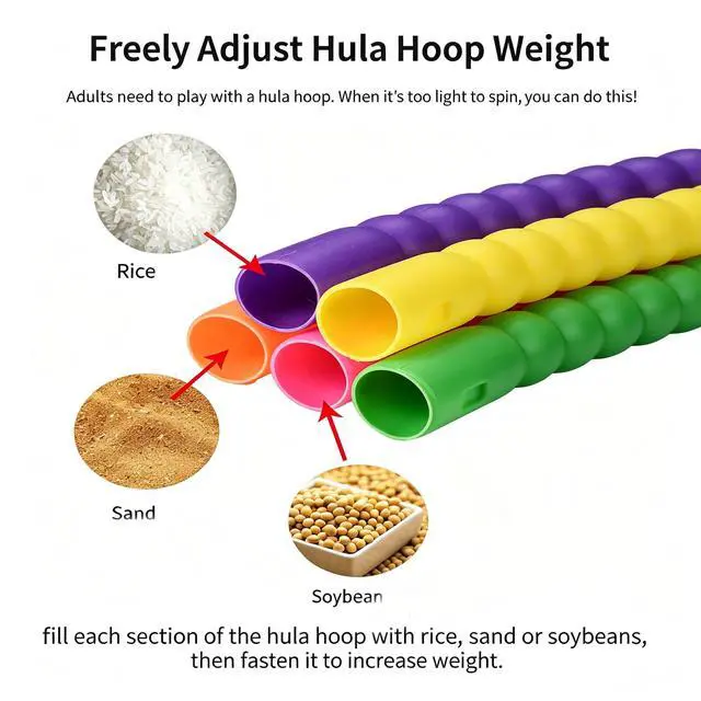 Alt view image 5 of 7 - 10-Section Detachable Spin Hoop for Kids, 72cm Adjustable Fitness Hoop, 125g Lightweight Sport Hoop, Freely Weight Adjustable, Ideal Sports Gift for Boys Girls Aged 7-11