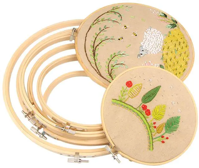 Alt view image 5 of 7 - Embroidery Hoops Bamboo Cross Stitch Hoop Ring,5 pcs,Various Sizes