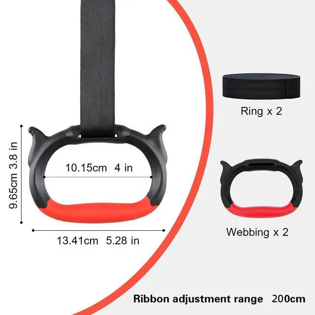 Alt view image 2 of 7 - Gymnastics Rings, Children's Home Gym Equipment, Children's Adjustable Strap Strength Training Rings (Red)