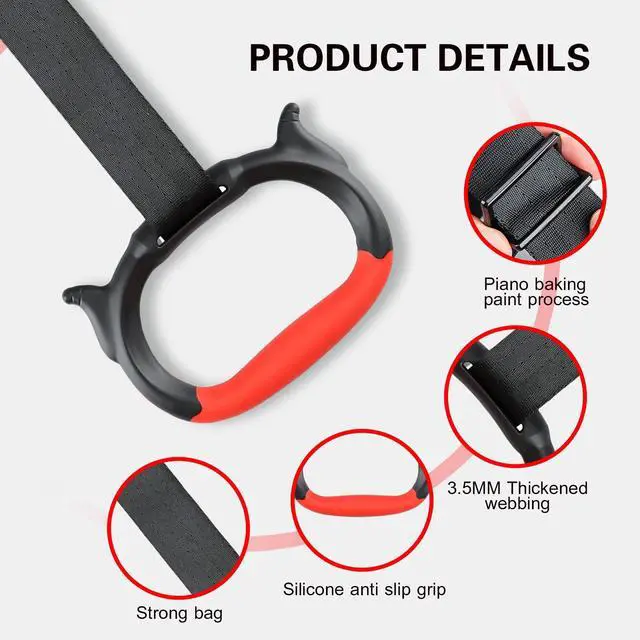 Alt view image 3 of 7 - Gymnastics Rings, Children's Home Gym Equipment, Children's Adjustable Strap Strength Training Rings (Red)