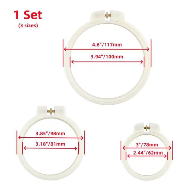 Alt view image 2 of 7 - 3 Size Embroidery Hoop Set Plastic Embroidery Frame | Cross Stitch Hoop Circle, Ring for Embroidery, Cross Stitch, Sewing