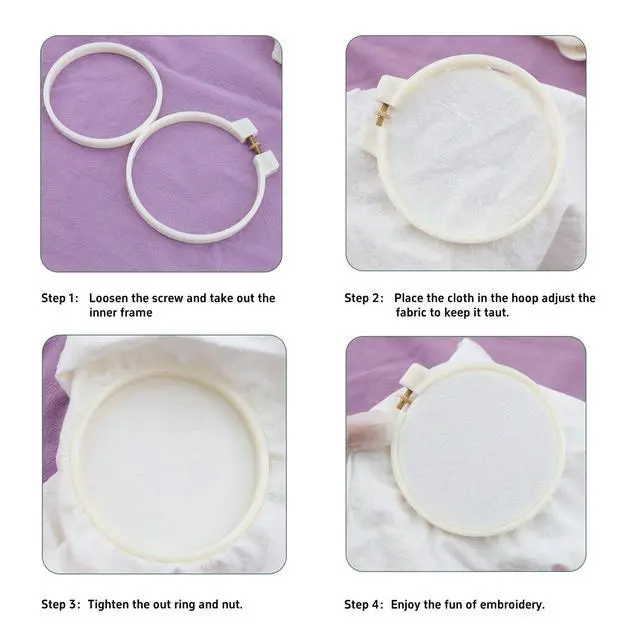 Alt view image 3 of 7 - 3 Size Embroidery Hoop Set Plastic Embroidery Frame | Cross Stitch Hoop Circle, Ring for Embroidery, Cross Stitch, Sewing