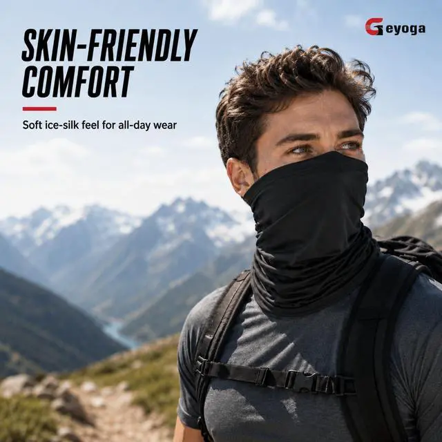 Alt view image 2 of 7 - Neck Gaiter Cooling Face Bandana Mask for Men, Classic Color, 6 Pcs | 6 Pack, Summer Breathable Stretch Wicking, UPF 50, Sun Wind Dust UV Protection, Quick Dry & Washable, 100% Polyester