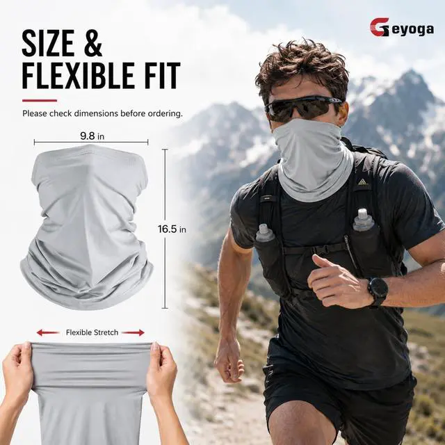 Alt view image 3 of 7 - Neck Gaiter Cooling Face Bandana Mask for Men, Classic Color, 6 Pcs | 6 Pack, Summer Breathable Stretch Wicking, UPF 50, Sun Wind Dust UV Protection, Quick Dry & Washable, 100% Polyester